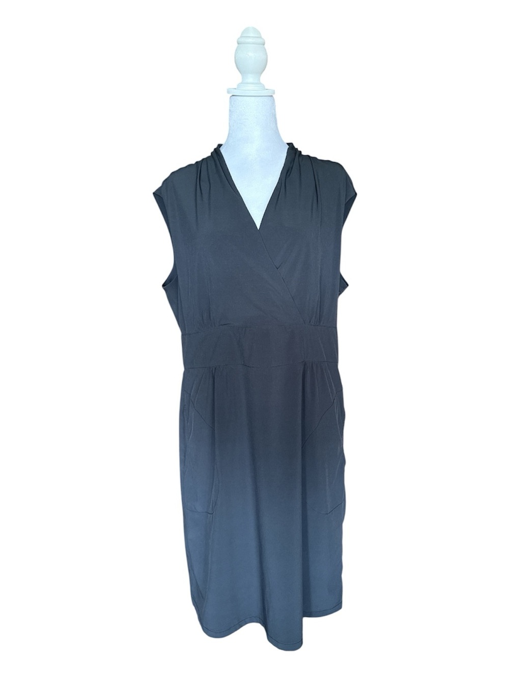 Athleta Dahlia Steel Gray Sleeveless V-Neck Dress